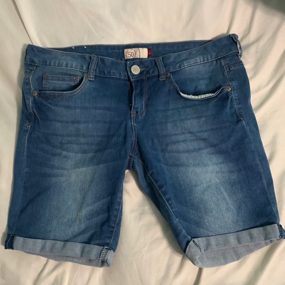 SO Medium Wash Cuffed Jean Shorts